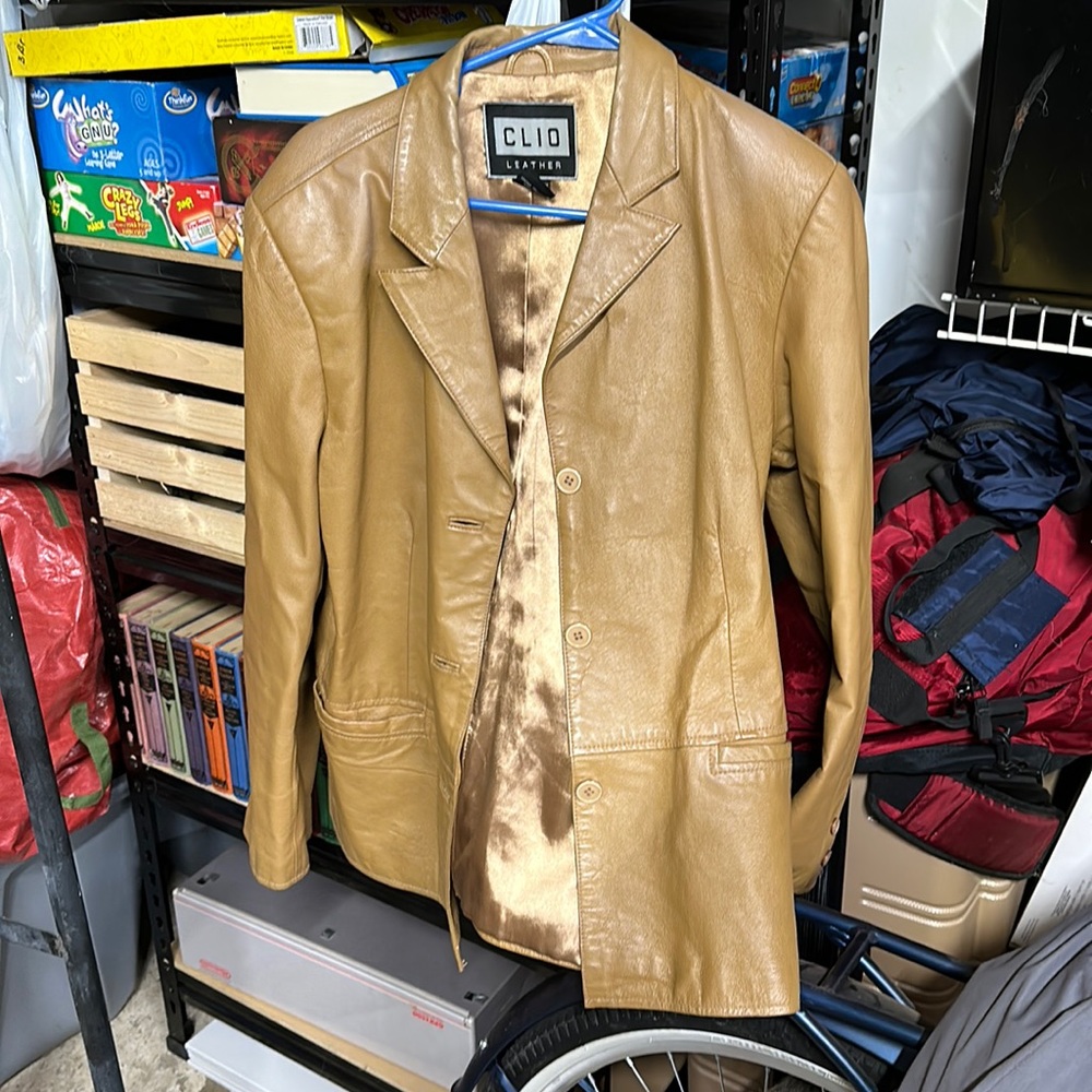 Vintage Clio Genuine Carmel Leather Jacket